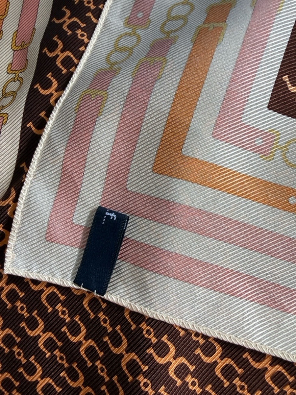 Silk-Feel Scarf with Pink & Brown Equestrian Print - Picture 5 of 6